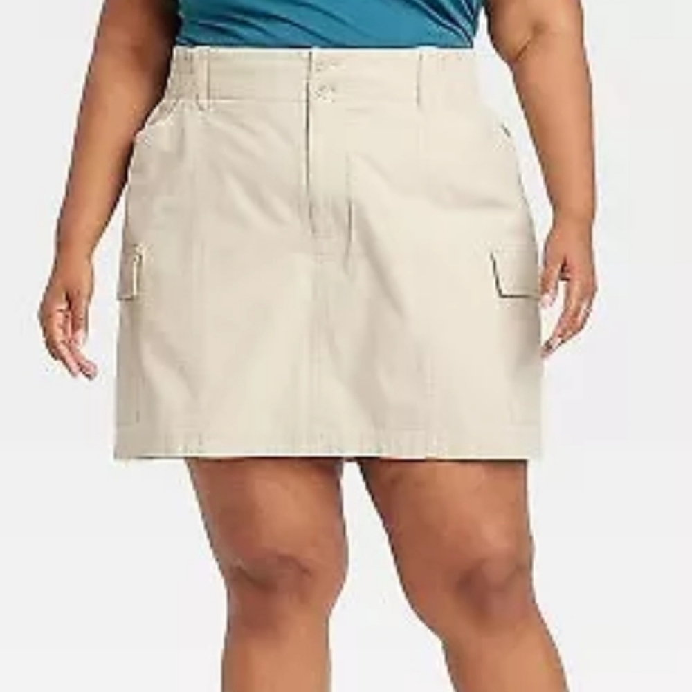 Ava & Viv Tan Cargo Skort Skirt Size XXL